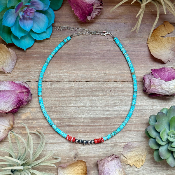 Vibrant Silver & Turquoise Choker