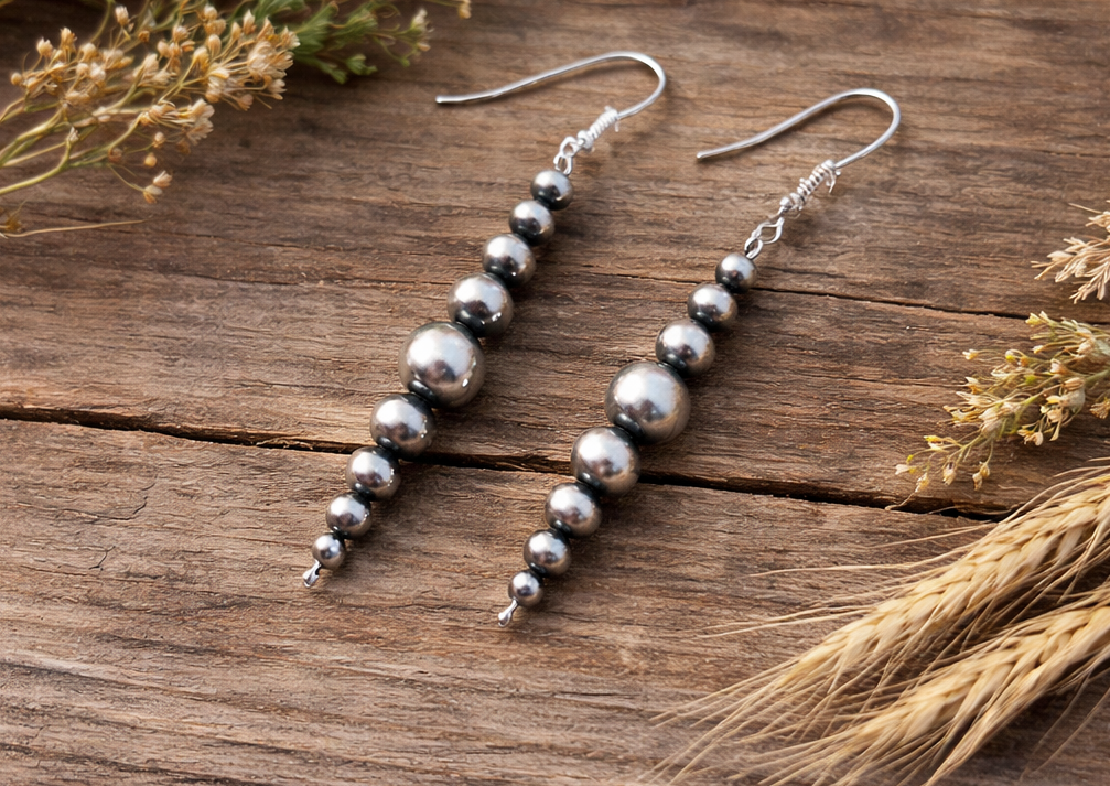 Simple Sterling Silver Pearls Dangle Earrings