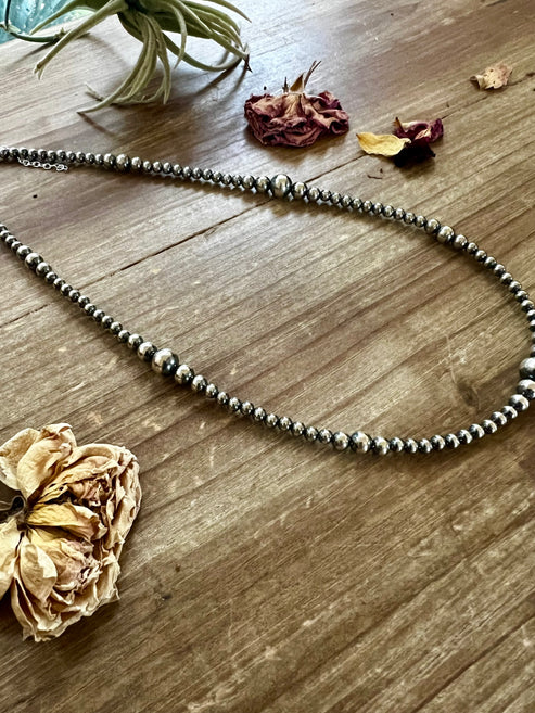 Graduated Sterling Silver Pearls Necklace (18")