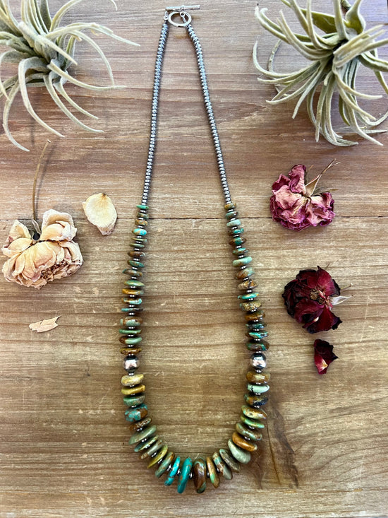 Graduated Turquoise and Sterling Silver Pearls Necklace