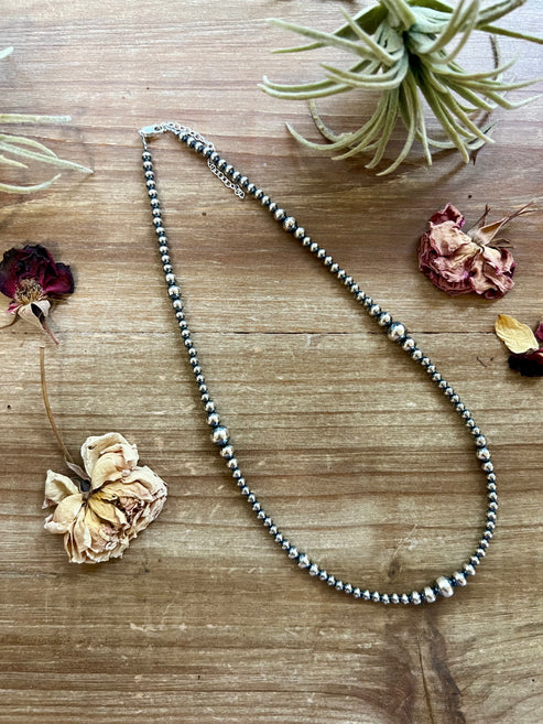 Graduated Sterling Silver Pearls Necklace (18")