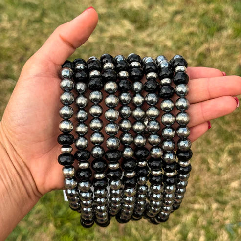 Black Onyx & Sterling Silver Pearl Choker