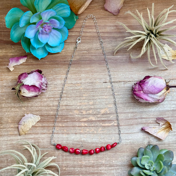 Dyed Coral & Hematite Necklace