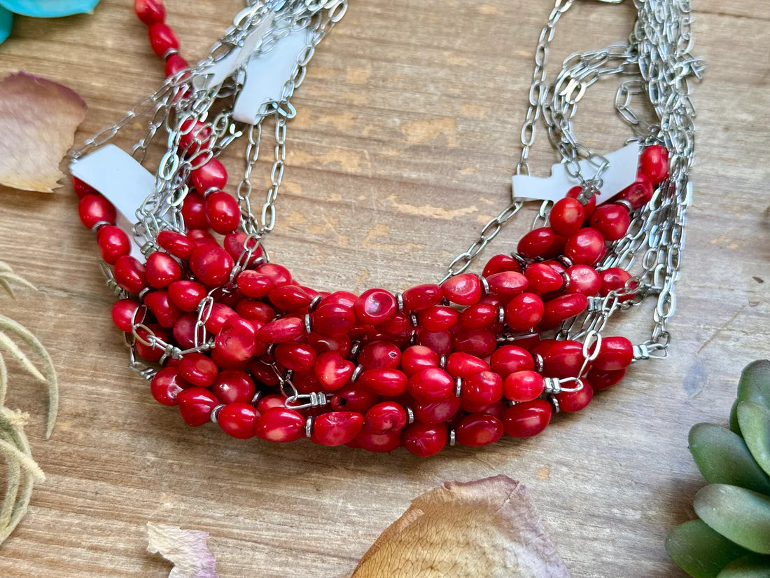 Dyed Coral & Hematite Necklace