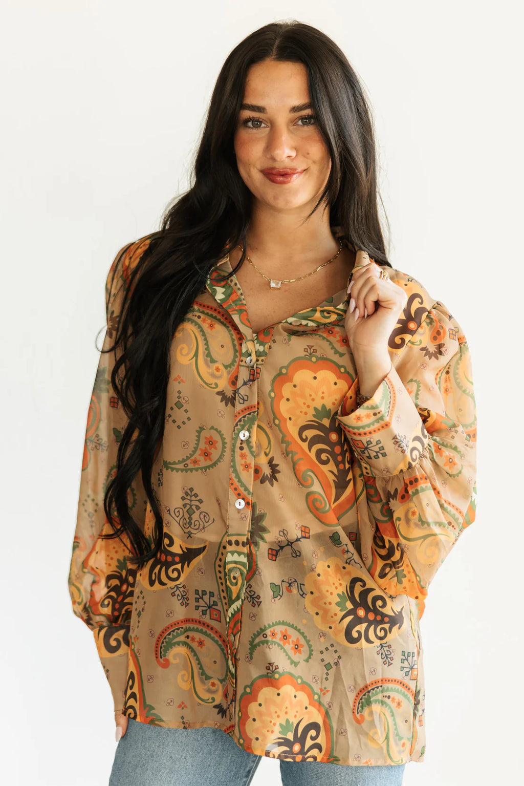 Brown Paisley Blouse