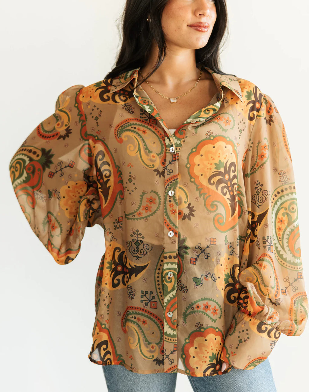 Brown Paisley Blouse