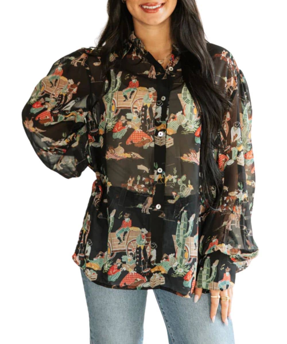 Black Wagon Chiffon Blouse