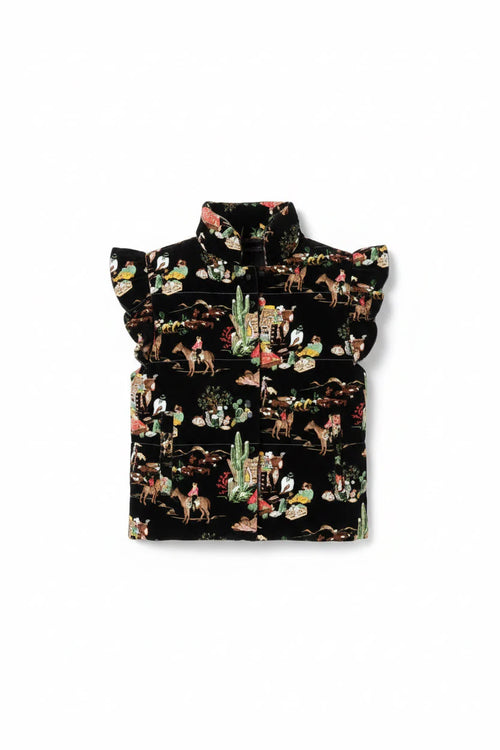 Black Wagon Wheel Ruffle Vest