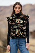 Black Wagon Wheel Ruffle Vest