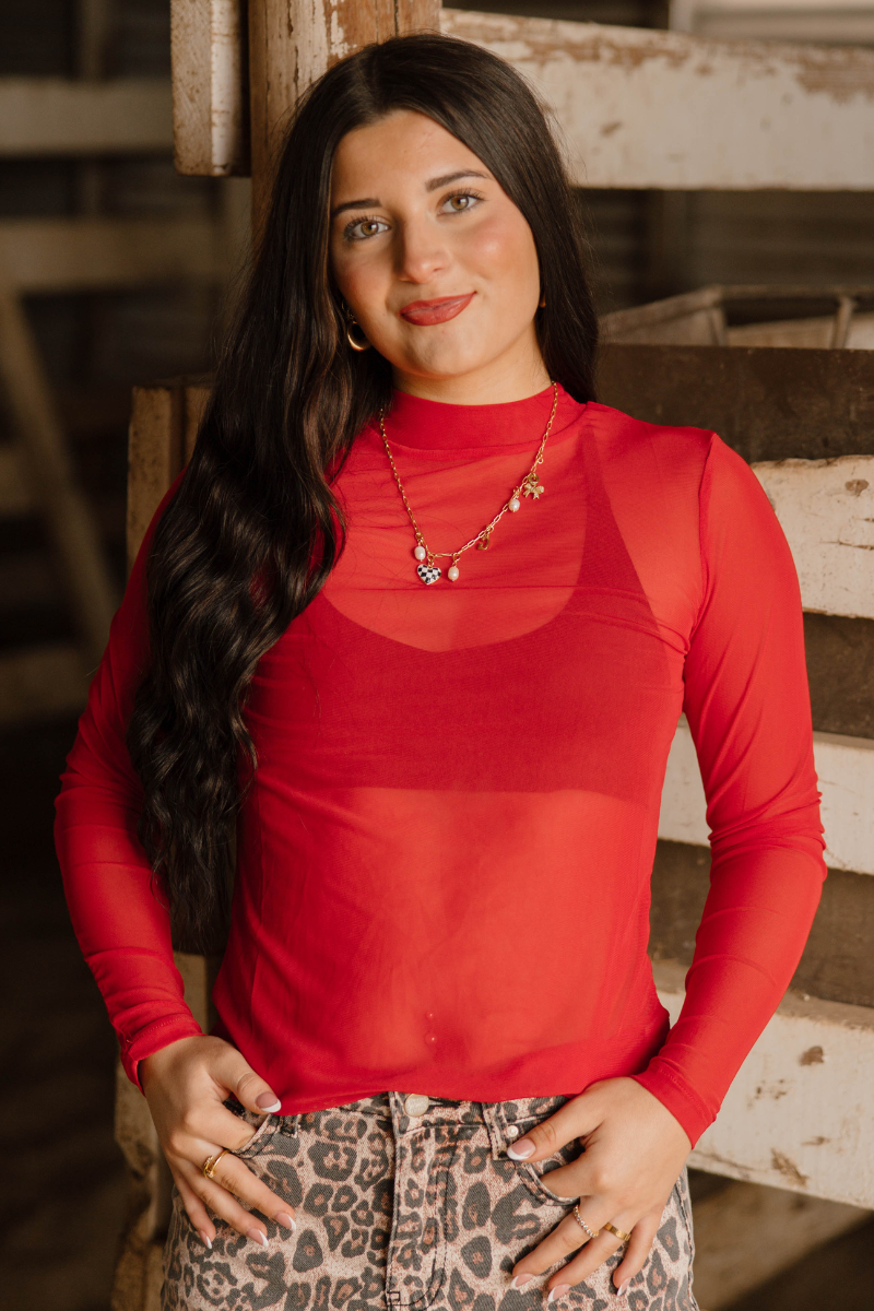 Meshed Out Red Top