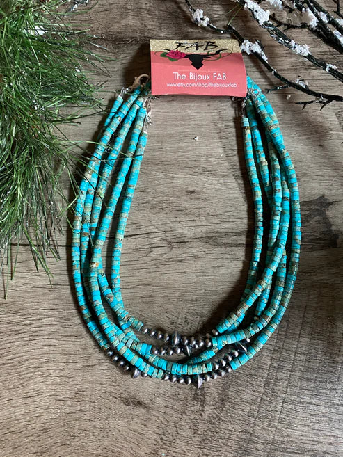 Sterling Silver Pearls & Variscite Turquoise Choker