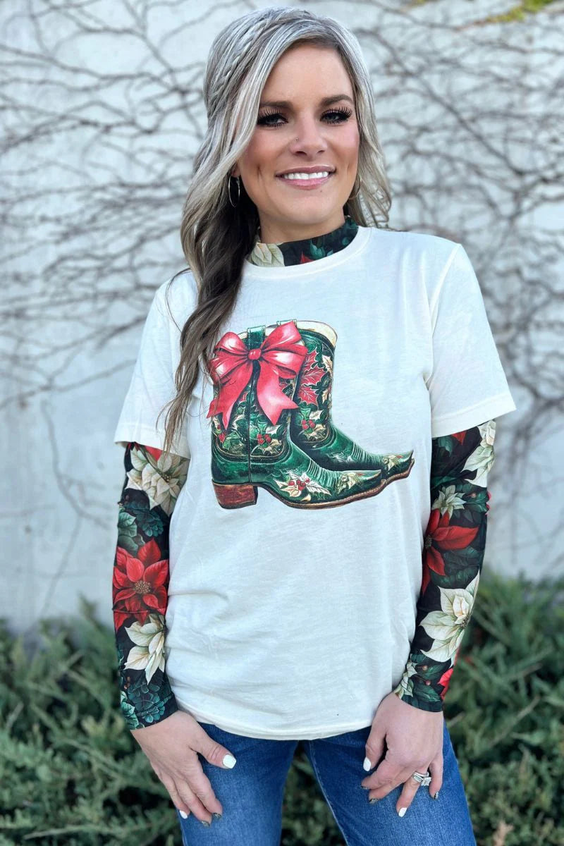 Poinsettias on the Prairie Mesh Top
