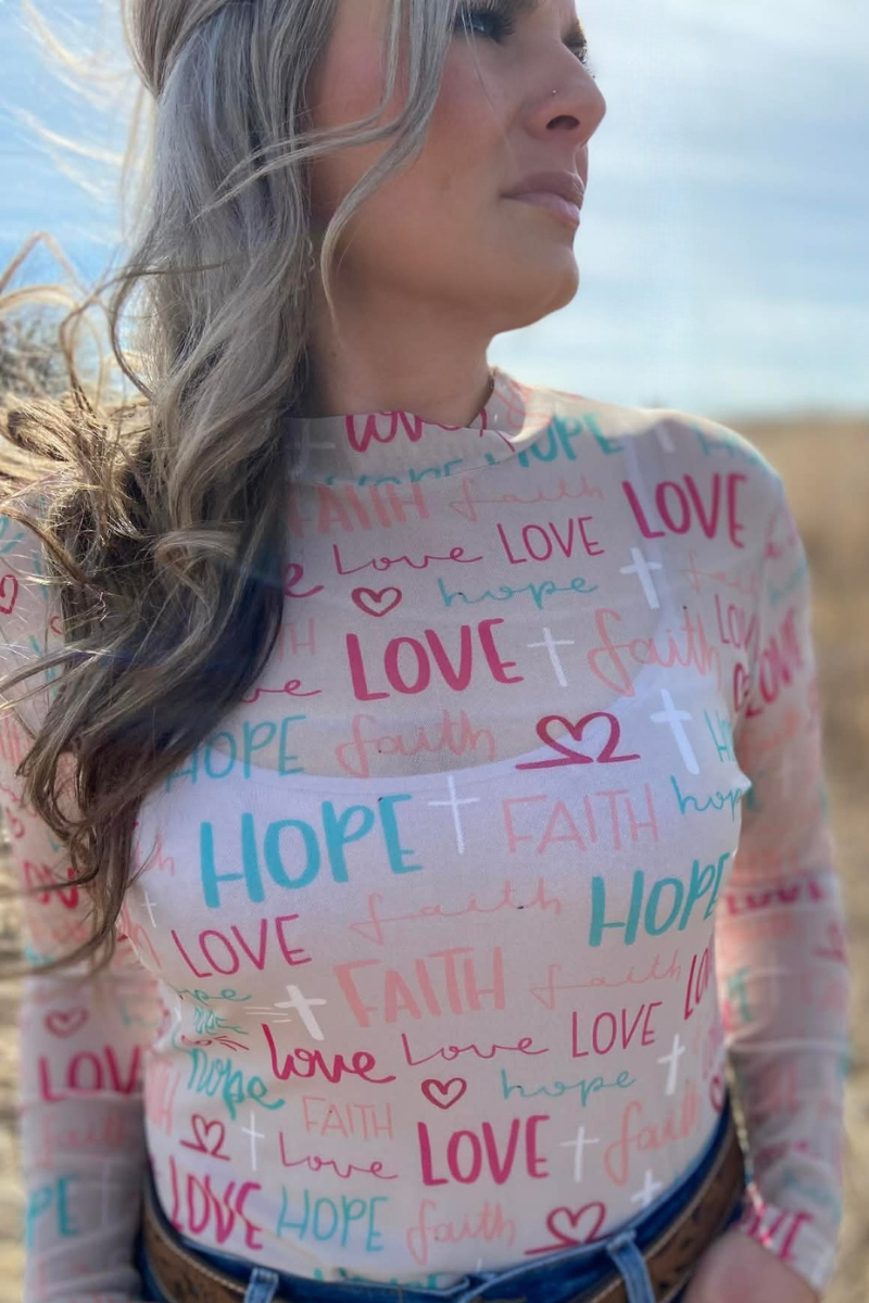 Faith, Hope & Love Mesh Top